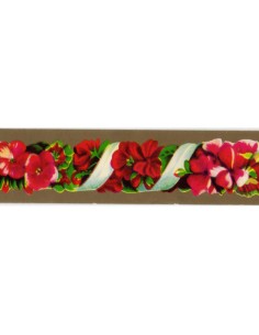 BORDURA DI CARTA FIORI ROSSI SU ORO mm 22 x 500