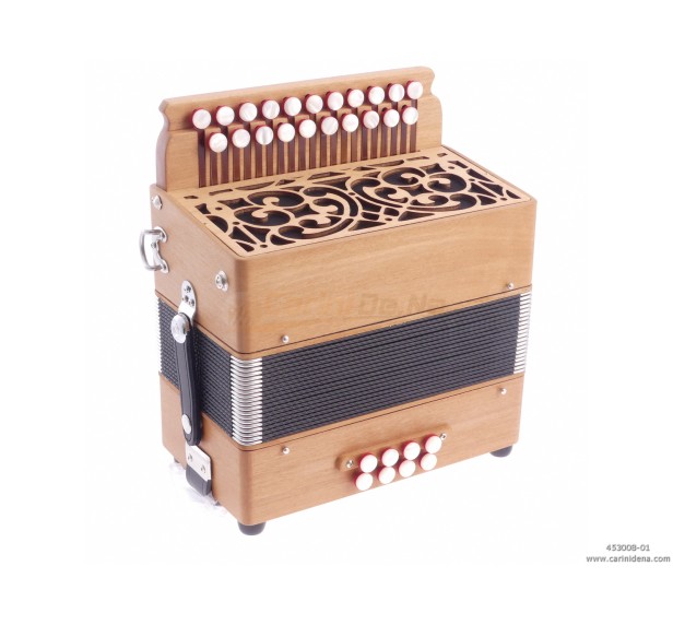 ORGANETTO ROL ST2  21/2 - 8/3+1REG - CILIEGIO - SOL/DO - BOTTONI PERLA BIANCO CON TRACOLLE - CON 1 POMELLO X REGISTRO 3A BASSI