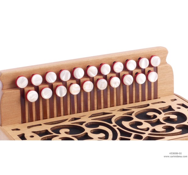 ORGANETTO ROL ST2  21/2 - 8/3+1REG - CILIEGIO - SOL/DO - BOTTONI PERLA BIANCO CON TRACOLLE - CON 1 POMELLO X REGISTRO 3A BASSI