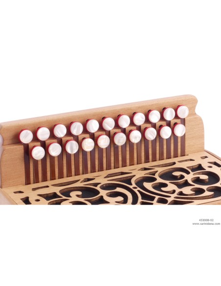 ORGANETTO ROL ST2  21/2 - 8/3+1REG - CILIEGIO - SOL/DO - BOTTONI PERLA BIANCO CON TRACOLLE - CON 1 POMELLO X REGISTRO 3A BASSI