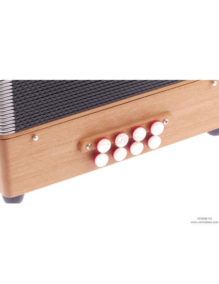 ORGANETTO ROL ST2  21/2 - 8/3+1REG - CILIEGIO - SOL/DO - BOTTONI PERLA BIANCO CON TRACOLLE - CON 1 POMELLO X REGISTRO 3A BASSI