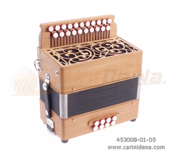 ORGANETTO ROL ST2  21/2 - 8/3+1REG - CILIEGIO - SOL/DO - BOTTONI PERLA BIANCO CON TRACOLLE - CON 1 POMELLO X REGISTRO 3A BASSI