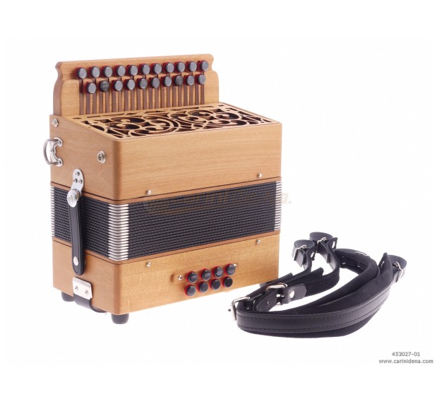 ORGANETTO ROL ST2  21/2 - 8/3+1REG - CILIEGIO - SOL/DO - BOTTONI PERLA NERO CON TRACOLLE - CON 1 POMELLO X REGISTRO 3A BASSI