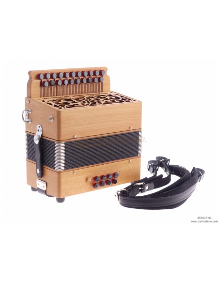 ORGANETTO ROL ST2  21/2 - 8/3+1REG - CILIEGIO - SOL/DO - BOTTONI PERLA NERO CON TRACOLLE - CON 1 POMELLO X REGISTRO 3A BASSI