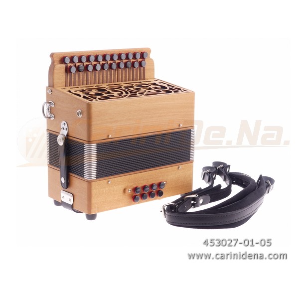 ORGANETTO ROL ST2  21/2 - 8/3+1REG - CILIEGIO - SOL/DO - BOTTONI PERLA NERO CON TRACOLLE - CON 1 POMELLO X REGISTRO 3A BASSI