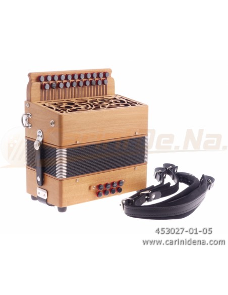 ORGANETTO ROL ST2  21/2 - 8/3+1REG - CILIEGIO - SOL/DO - BOTTONI PERLA NERO CON TRACOLLE - CON 1 POMELLO X REGISTRO 3A BASSI