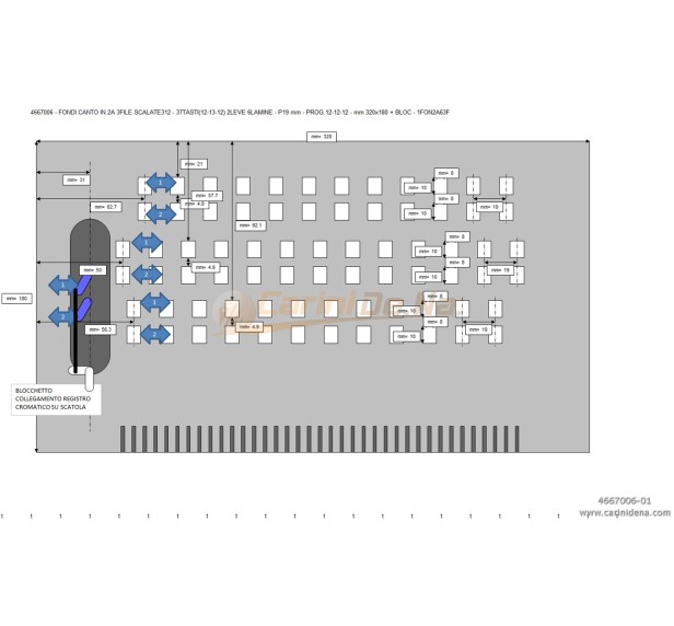 FONDI CANTO IN 2A 3FILE SCALATE312 - 37TASTI(12-13-12) 2LEVE 6LAMINE - P19 mm - PROG.12-12-12 - mm 320x180 + BLOC - 1FON2A63F