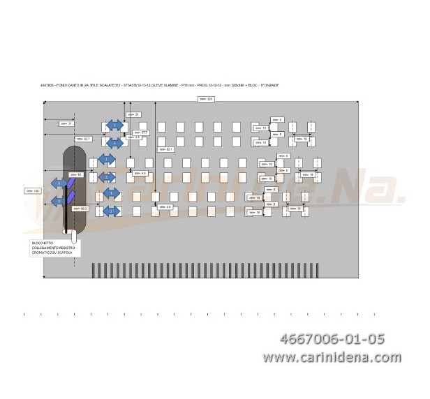 FONDI CANTO IN 2A 3FILE SCALATE312 - 37TASTI(12-13-12) 2LEVE 6LAMINE - P19 mm - PROG.12-12-12 - mm 320x180 + BLOC - 1FON2A63F