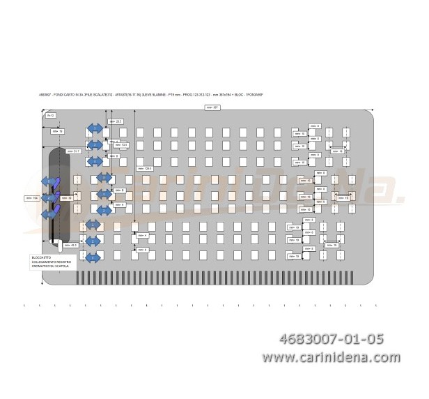 FONDI CANTO IN 3A 3FILE SCALATE312 - 49TASTI(16-17-16) 3LEVE 9LAMINE - P19 mm - PROG.123-312-123 - mm 367x194 + BLOC - 1FON3A93F
