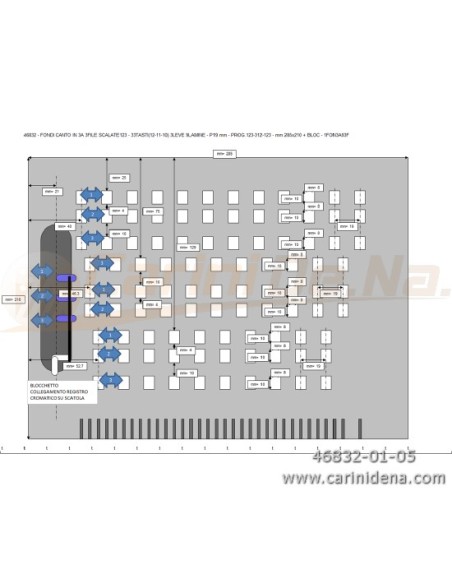 FONDI CANTO IN 3A 3FILE SCALATE123 - 33TASTI(12-11-10) 3LEVE 9LAMINE - P19 mm - PROG.123-312-123 - mm 285x210 + BLOC - 1FON3A93F