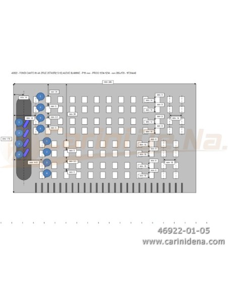 FONDI CANTO IN 4A 2FILE 25TASTI(13-12) 4LEVE 8LAMINE - P19 mm - PROG.1234-1234 - mm 285x170 - 1FON4A8